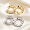 Titanium Steel Zirconia Inlaid Women's Fashion Hoop Earrings with Polished Finish