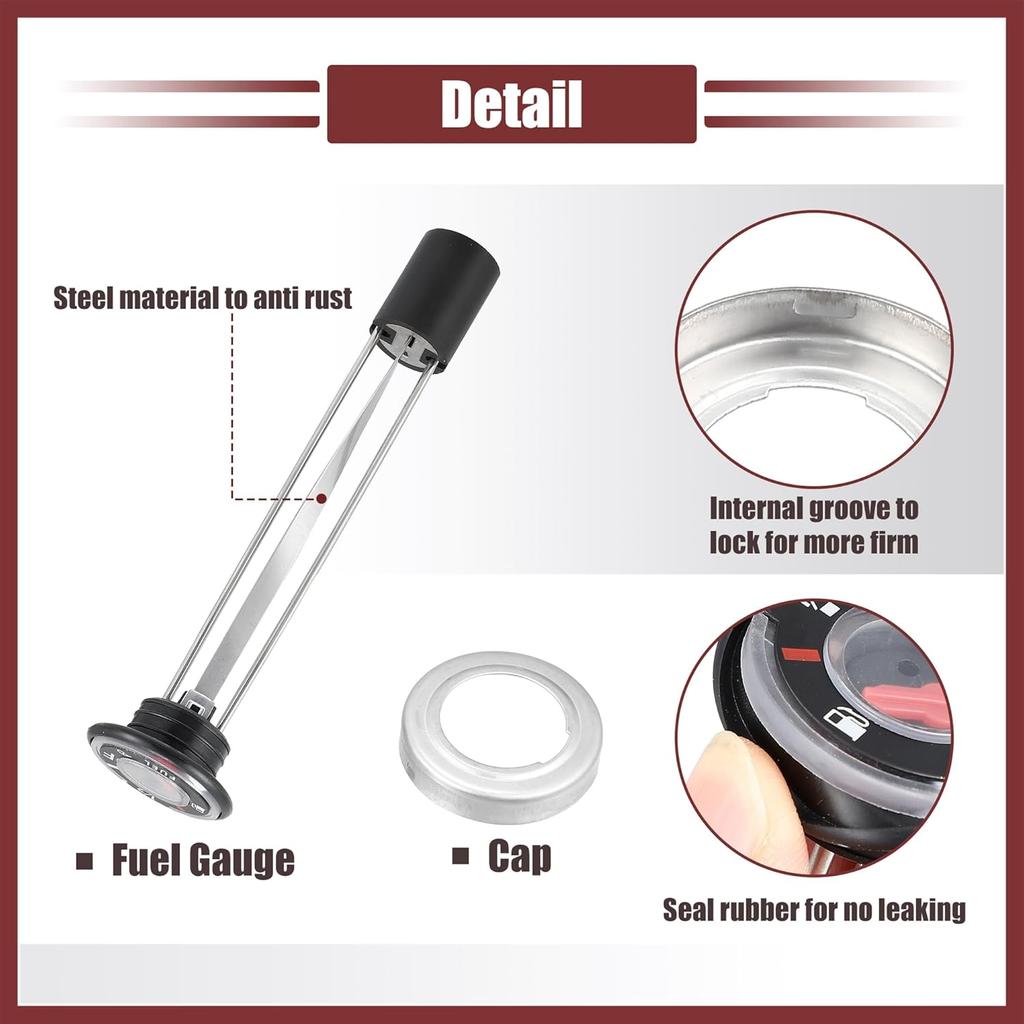 ATV Fuel Gas Tank Level Gauge Meter with Cap for Kawasaki Bayou 220 250 for Kawasaki Prairie 300 400 KVF Replace 52005-0735 52005-1121 Gas Tank Gauge