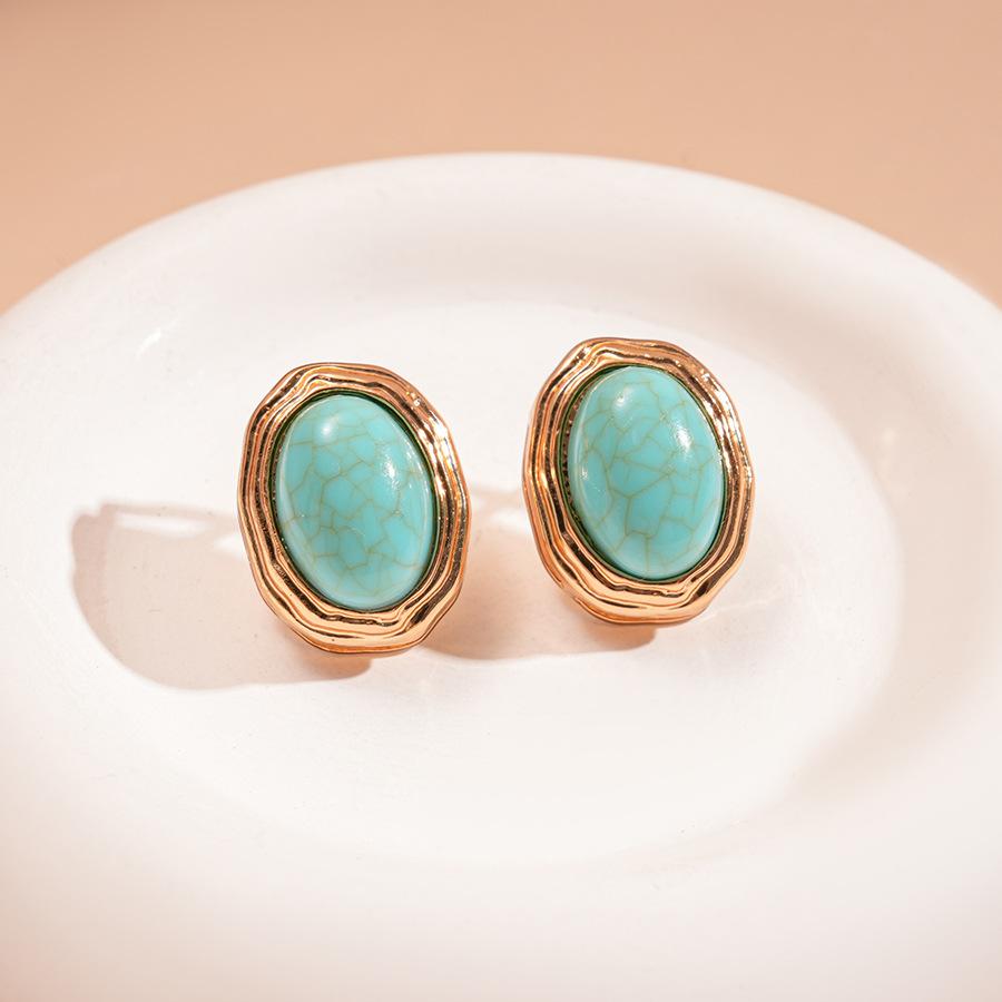 Boho Multi-layer Turquoise Chain Necklace Bracelet Earrings Jewelry Set Ethnic Style Beads Choker