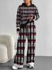 Striped European And American Autumn Casual Geometric Figure Long-Sleeved Suit Women'S Hooded Sweater Trousers Two-Piece Set