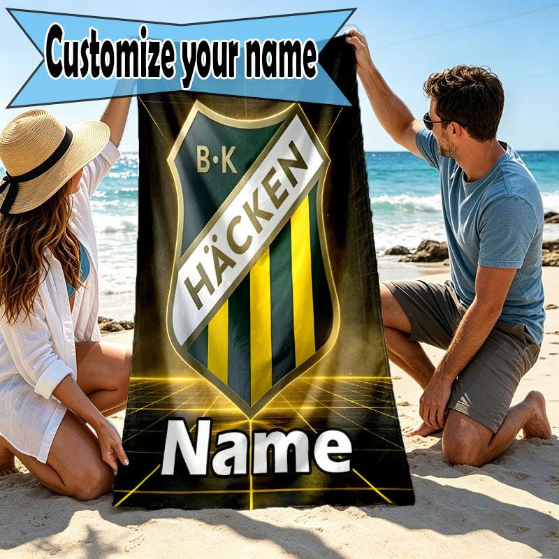 Custom Name Personalized BK Hacken Print Beach Towel, for Trip Camping Beach Party Home Decor, Birthday Gift for Family & Friends
