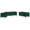 3 Piece Chesterfield Sofa Set with Neck Pillows Dark Green Velvet