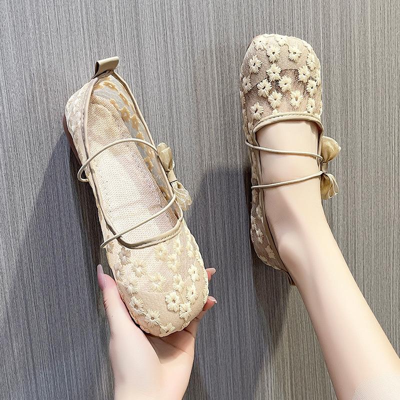 Mesh Breathable Doudou Shoes Women's 2025 Spring and Summer New One-pedal Mary Jane Shoes Soft-soled Versatile Flat-soled Single Shoes