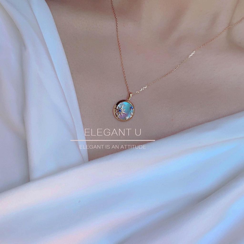 Starry River S925 Silver & 14K Gold-Plated Necklace with Zircon, Mother-of-Pearl, Sapphire, Star & Moon Pendant