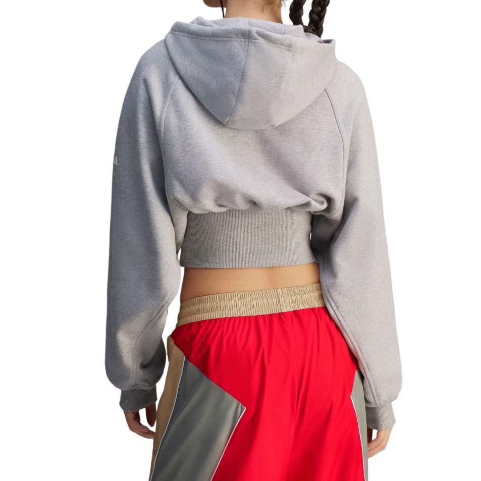 Adidas By Stella McCartney Cropped Hoodie Logo Print Women hoodies Gray JI5148