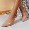 Leisure Pumps Sandals Female Office Career Thin Super High Heels Pointed Toe Shoes for Women Leather Slip on Summer Sandals