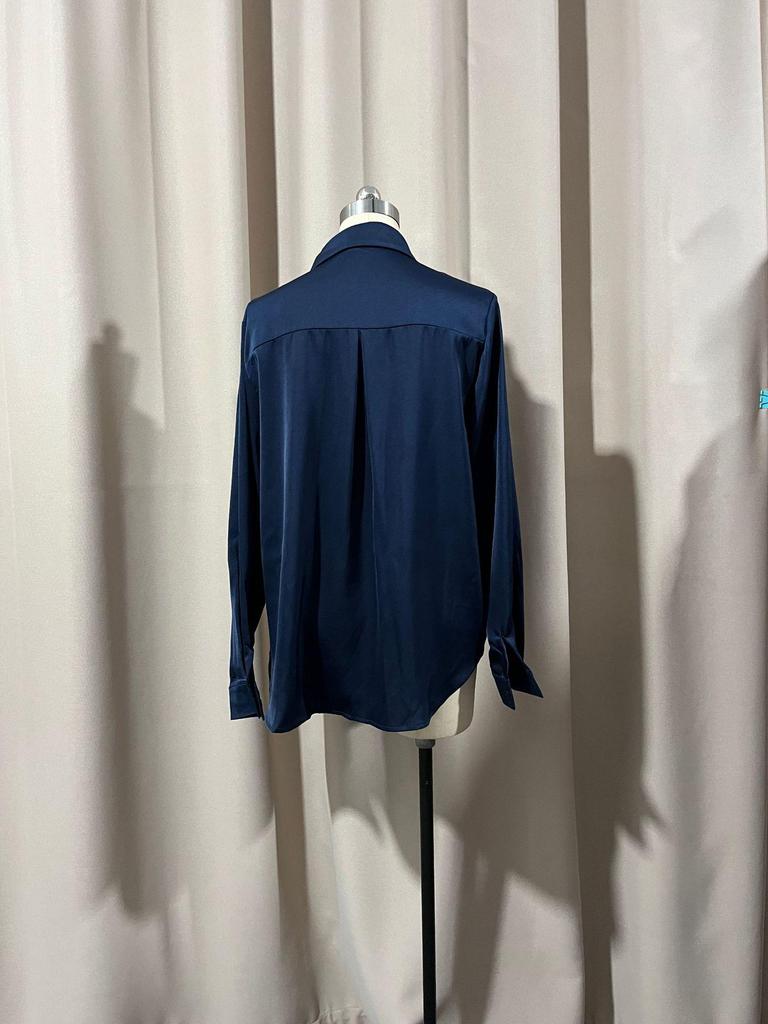 2025 Spring Collection: Women's Solid Color Satin Long Sleeve Business Top