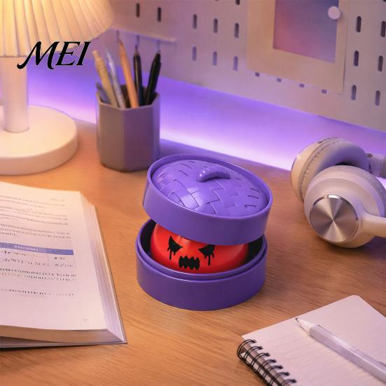 Steamed Bun Stress Relief Toy Dumpling Squeeze with Purple Steamer, Creepy Squeezing for Halloween, Home Office Relaxation Ball Fidget Desk Toys