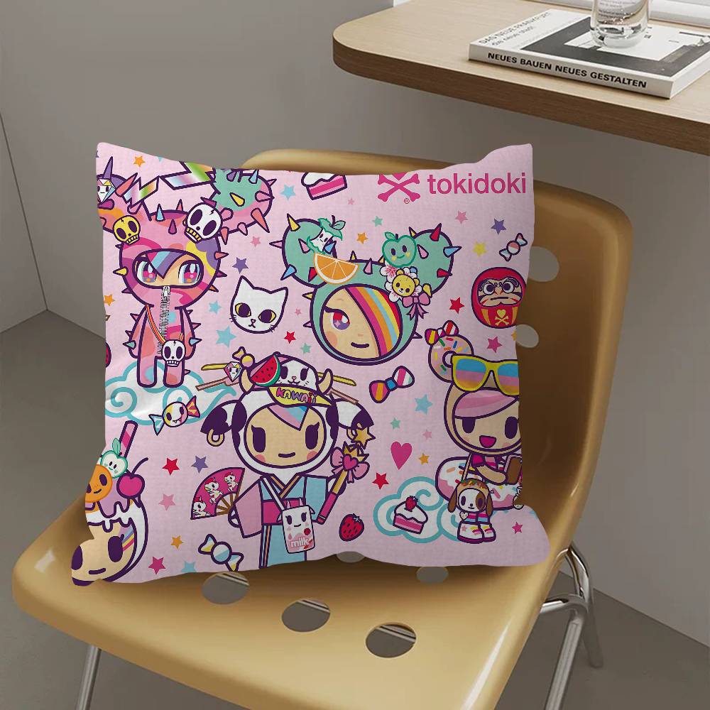 Cartoon T-Tokidoki Pillow Covers Cartoon Sofa Decorative Home Double-Sided Printing Short Plush Cute Cushion Cover