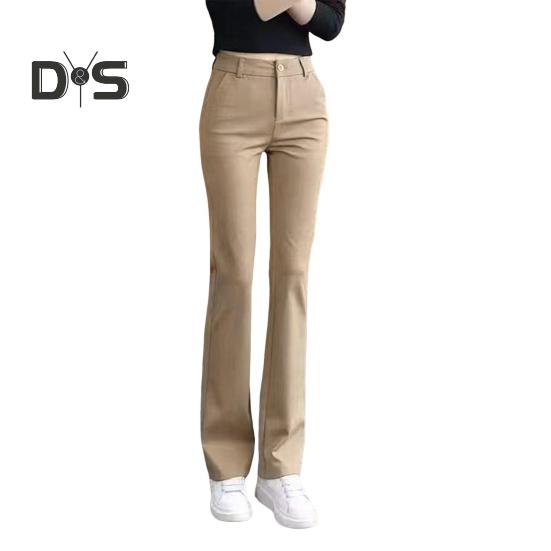 

Женские брюки для офиса с высокой талией, застежкой-молнией и карманами, однотонные облегающие брюки прямого покроя XL хаки