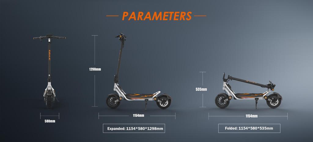Foldable electric scooter Kukirin A1, 800W motor, 48V 13Ah battery, top speed 45km/h, cruising range 45km, 10-inch tires