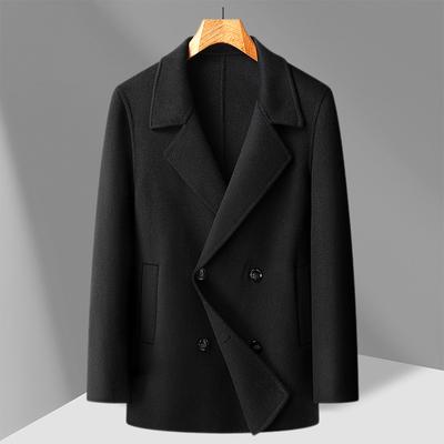 Autumn and Winter New Handmade Double-sided Woolen Coat Short Double-breasted Men's Youth Woolen Coat Men's Coat