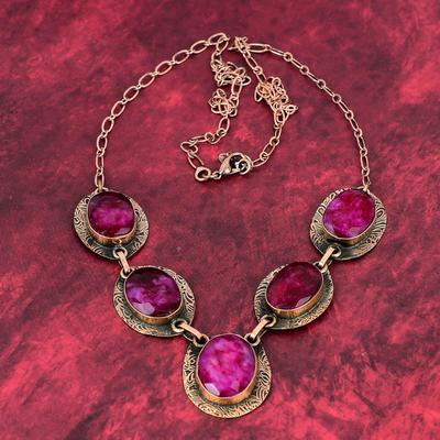 Faceted Kashmir Ruby Necklace Copper Necklace Adjustable Chain Necklace Beautiful Copper Jewelry Handmade Gemstone Necklace Gifts For Mother