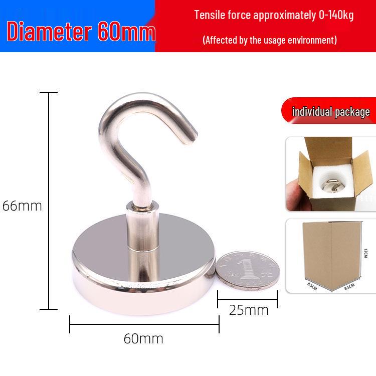 Strong Neodymium Magnet Hook, Hole-Free, Industrial-Grade for Refrigerator