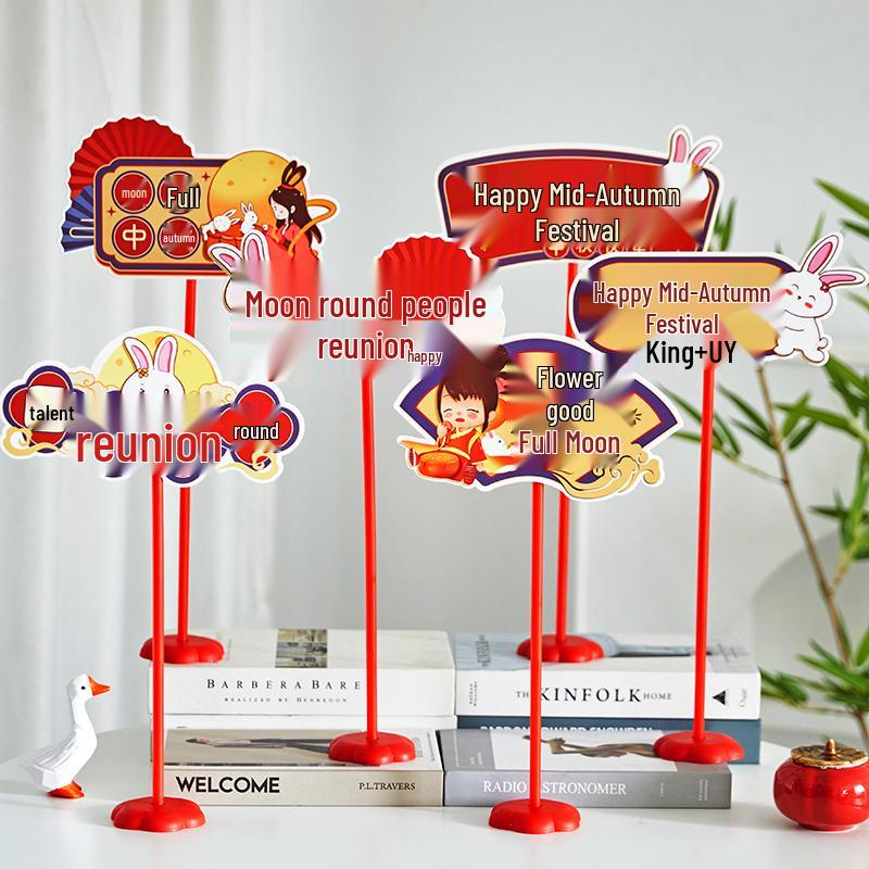 2025 Mid-Autumn Festival & National Day Cat Decor Sign for Shopping Mall & Store Counter Display