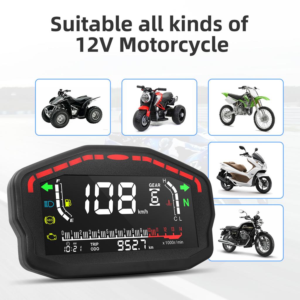 2025 Motorcycle Universal LED LCD Speedometer Digital Backlight Odometer For 2,4 Cylinders For Honda For Ducati For Yamaha