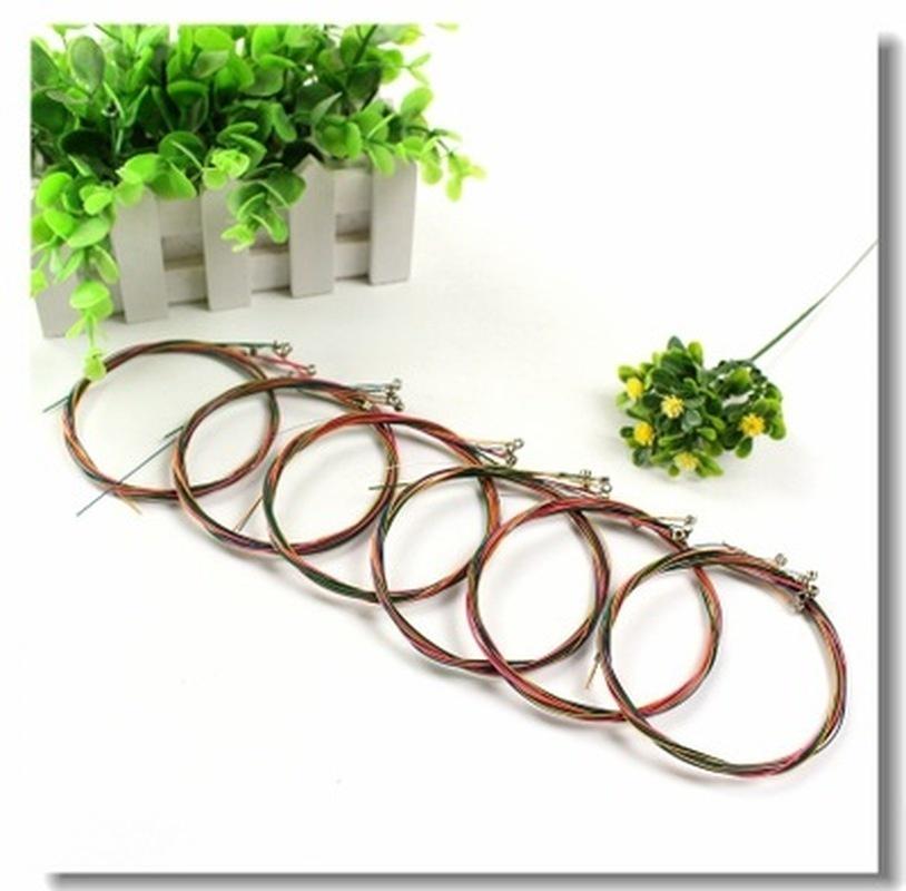 6pcs/set Rainbow Colorful Guitar Strings For Acoustic Folk Guitar Classic Guitar Multi Color