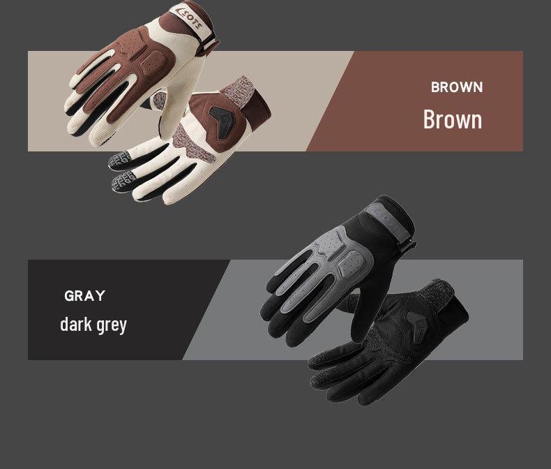 Unisex Retro Touchscreen Full-Finger Motorcycle Gloves - Breathable, Sunscreen, Summer Riding