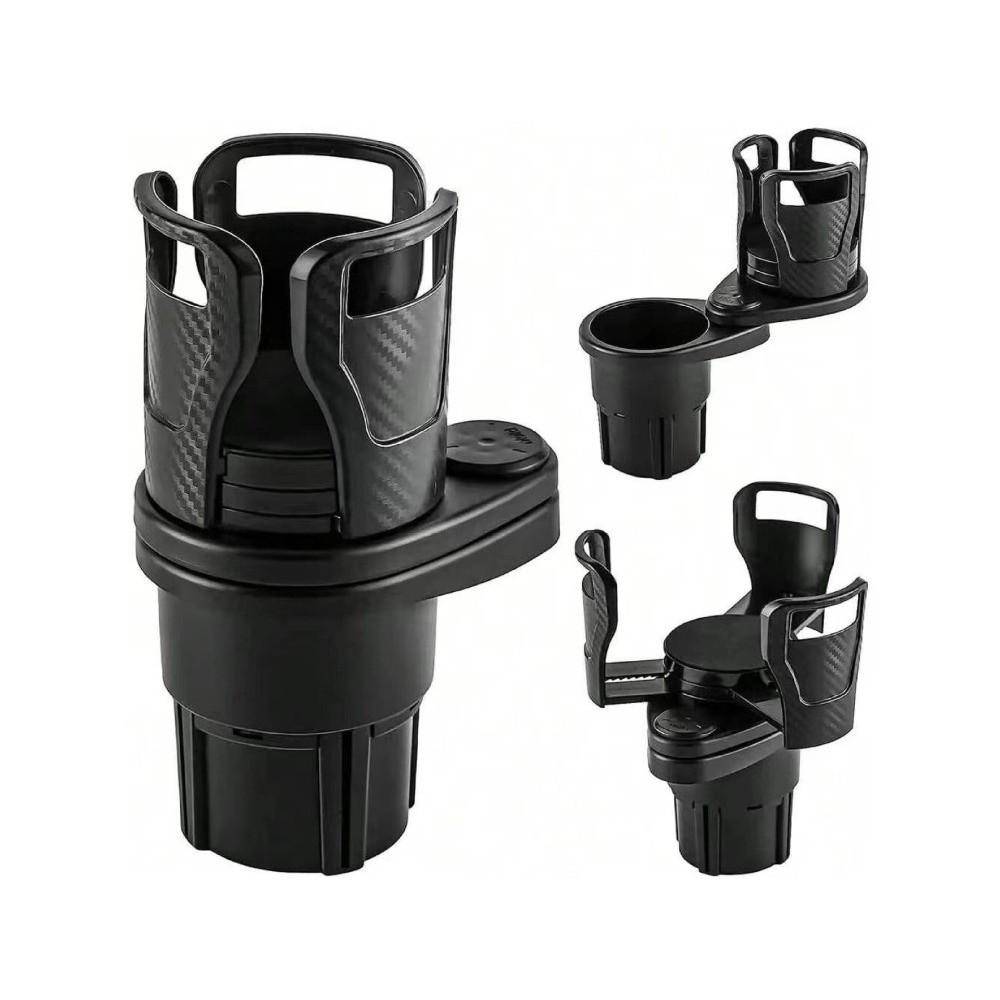 Portavasos Multifuncional con Patrón de Fibra de Carbono Portavasos Giratorio 360 Grados Portabebidas