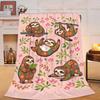 Cozy Sofa Nap Blanket Cartoon Sloths Tropical Leaves Print Fleece Throw for Airplane Camping Travel Car Bedspread Lightweight