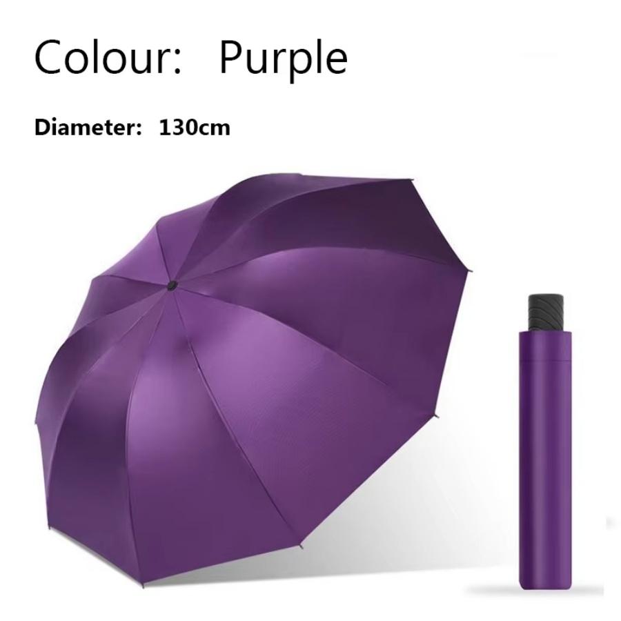 

Большой складной зонт 130 см для мужчин, водонепроницаемый, ветрозащитный, прочный, с безопасным светоотражающим усиленным большим зонтом от солнца и дождя фиолетовый