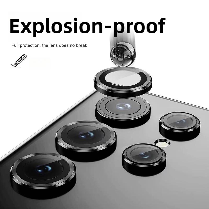 Pour Samsung Galaxy S24ultra S24+ s24 Protection d'appareil photo Anneau métallique Objectif Verre pour Galaxy S23 Ultra S23+ FE Couvercle de capuchon d'objectif arrière