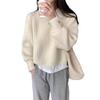 New autumn and winter solid color thickened lantern sleeve pullover sweater women's design sense fashion inside knitted sweater tide
