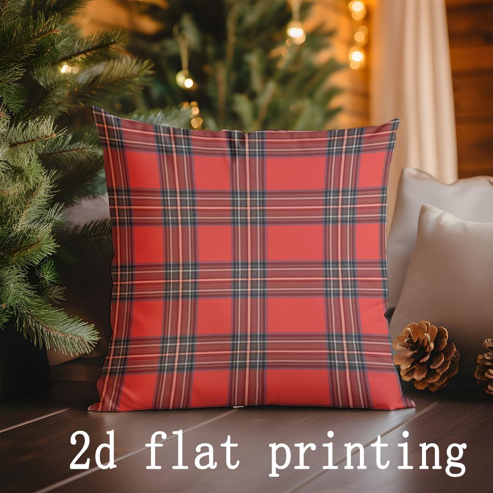 Home Decor Christmas Checkered Pattern Pillow Covers Pattern Cushion Cover Suitable for Sofa Bedroom Car Pillow Cover