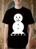 Schwarzes lässiges T-Shirt mit Schneemann-Grafik - Trap or Die Aufdruck