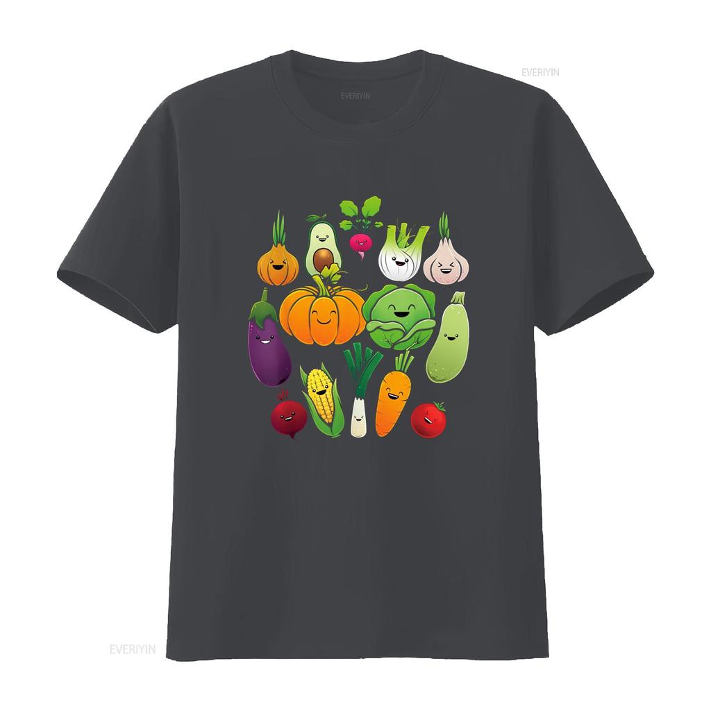 Cute Vegetable Art Healthy Veggie Vegan Gardening T Shirt Vintage Washed Fashion Homme Comfortable Versatile Stylish Stretched