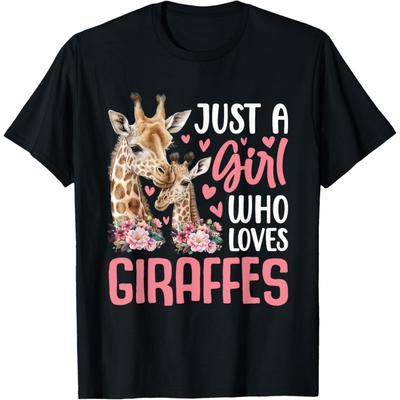 Uroczy T-shirt 'Po prostu dziewczyna, która kocha żyrafy' Miłośnik zwierząt Żyrafa