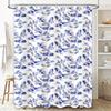 Watercolor Blue Fish Print Shower Curtain for Bathroom Decoration Floral Pattern Waterproof Fabric with Hooks.