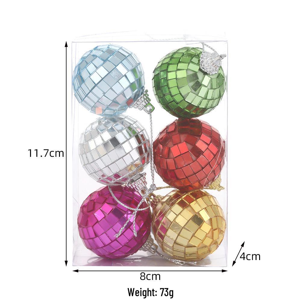 6-Pack Laser Disco Reflective Foam Christmas Ornaments