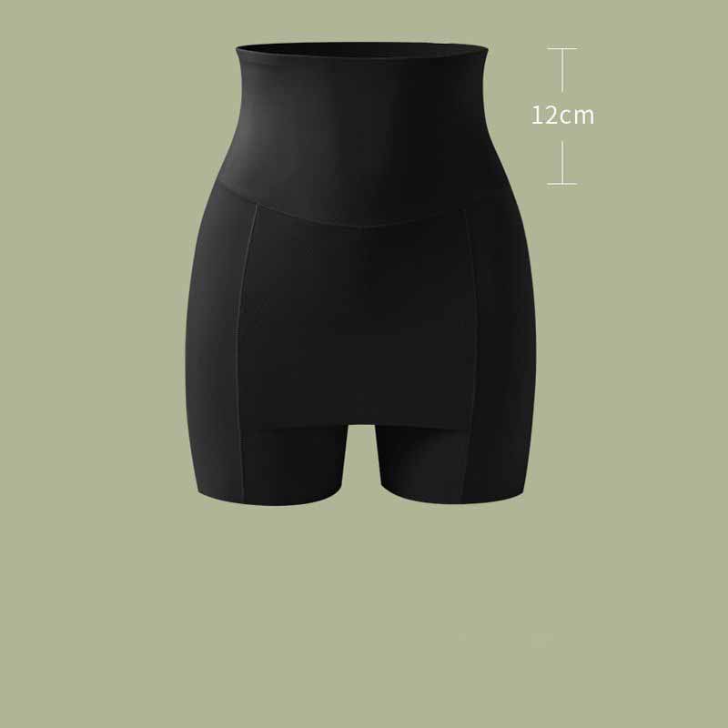 

Ледяной шелк, высокая талия, женские бесшовные шорты с контролем живота, двухслойные шорты под юбкой, защитные брюки-боксеры, женское корректирующее белье M чёрный