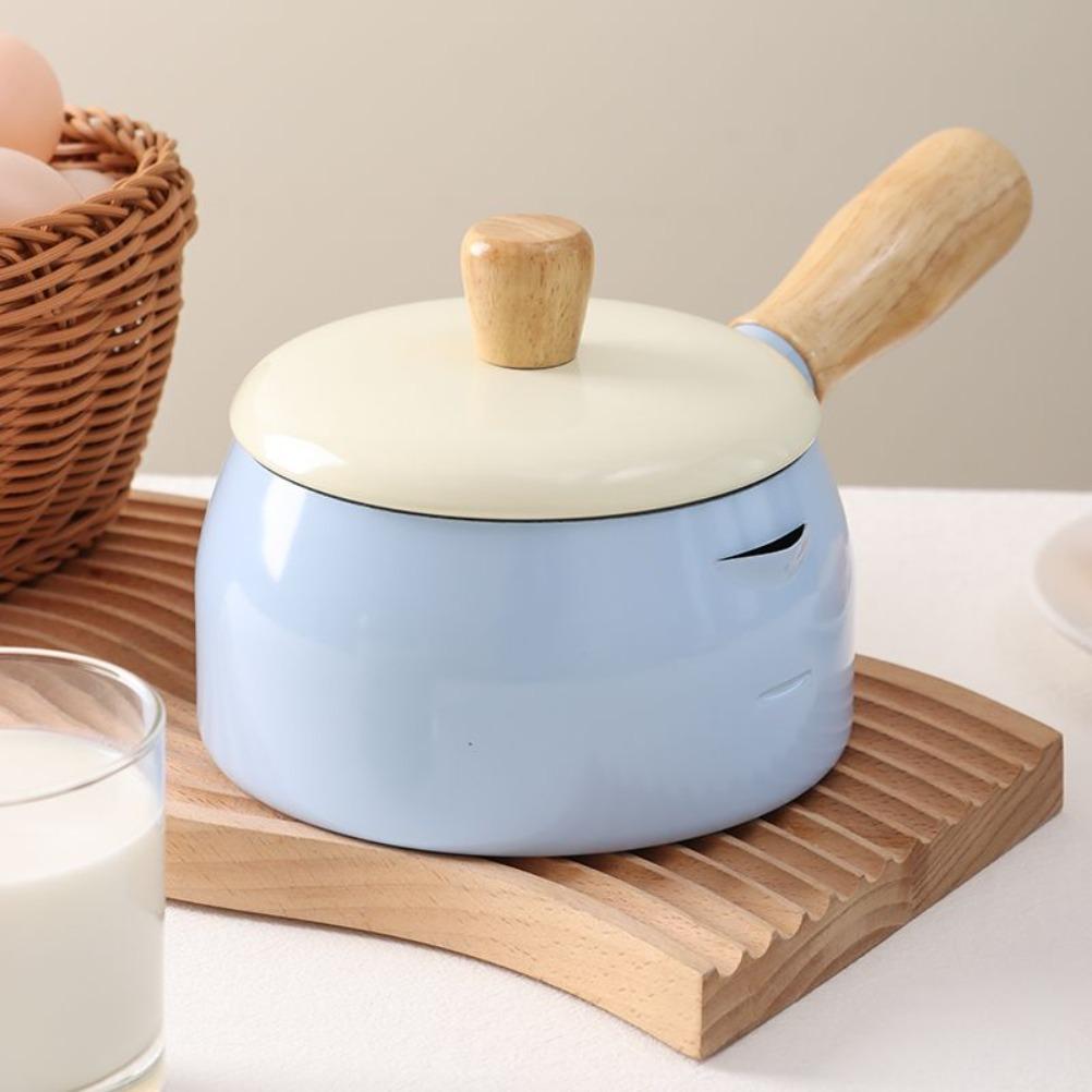 Japanischer Stil Milchkännchen 14cm Antihaftbeschichtet Einzelgriff Kochtöpfe Reines Eisen Flacher Boden Nudel Ergänzungsnahrung Kleiner Topf