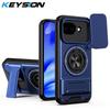 KEYSION Magnetic Phone Case for Google Pixel 10A Slide Camera Protection Upright Stand 360° Ring Shockproof Cover for Pixel 10A