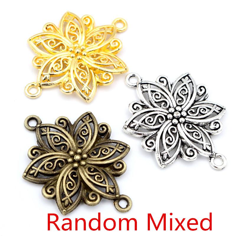 

40x28mm 5pcs Antique Silver Color Plated Bronze Flower Handmade Charms Pendant DIY for bracelet necklace Jewelry Making Supplies