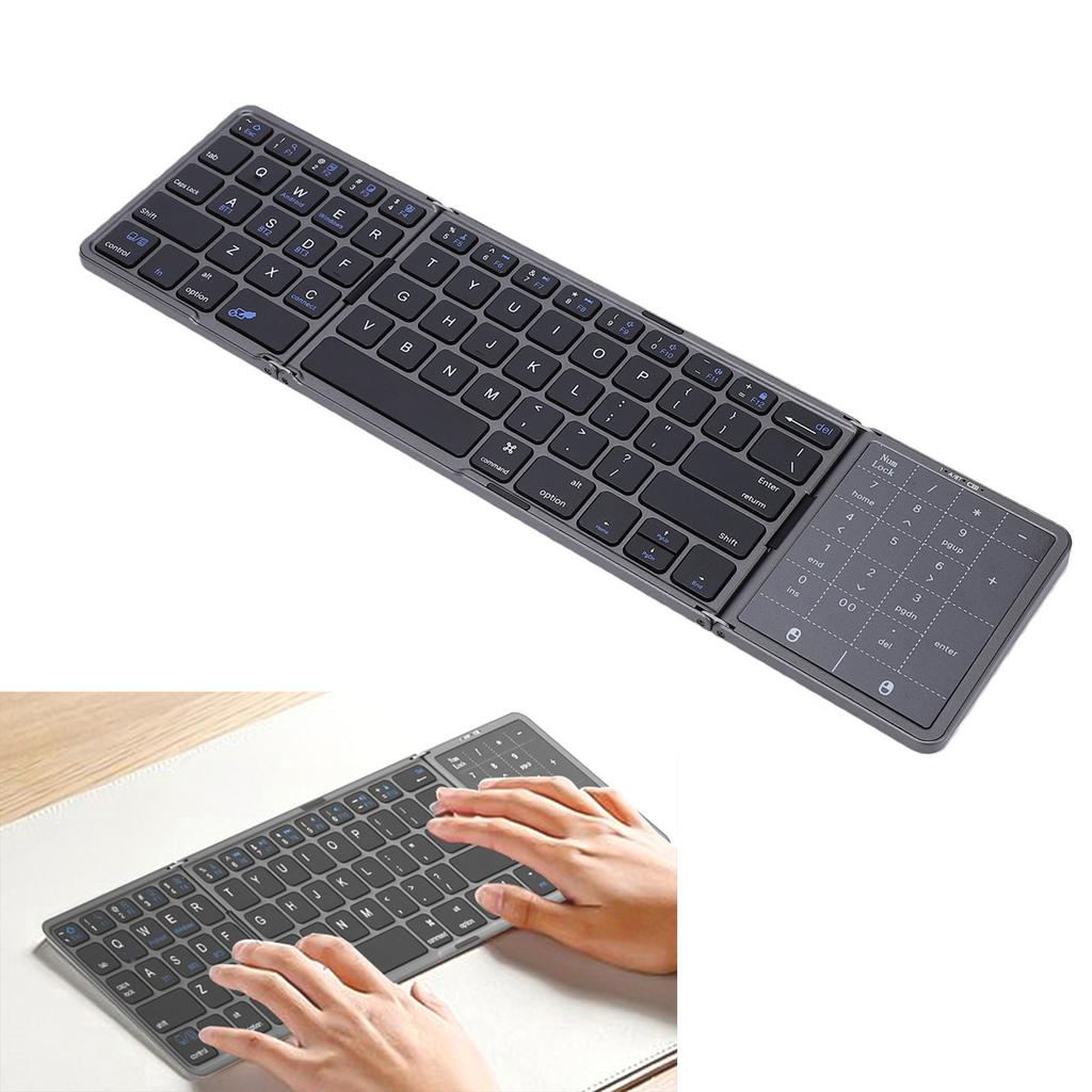 Fold Keyboard Rechargeable Full Size Keys Folding Wireless Keyboard with Touchpad Multi Device Sync for Laptop PC Tablets
