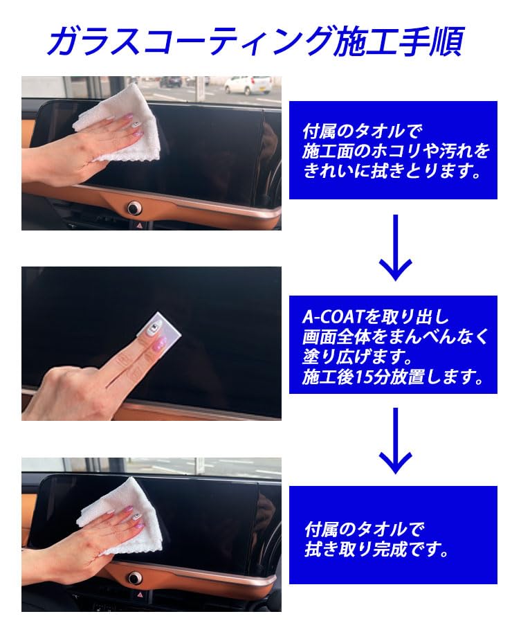 ACOAT Just ! Easy glass , pika, navigation screens, monitor, interior panels, etc.;