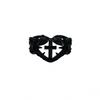 Adjustable Black Heart Gothic Victorian Cross Ring - Alternative Jewelry