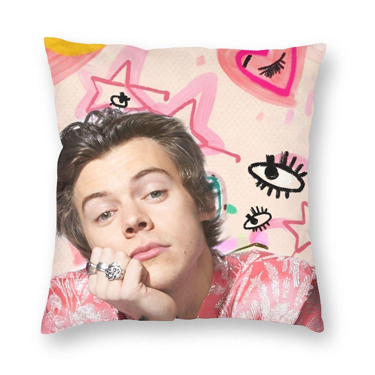 

Harrys Styles Singer Pillowcase Printing Fabric Cushion Cover Decorations Pillow Case Cover Home Zipper 45*45cm 12x12Inch