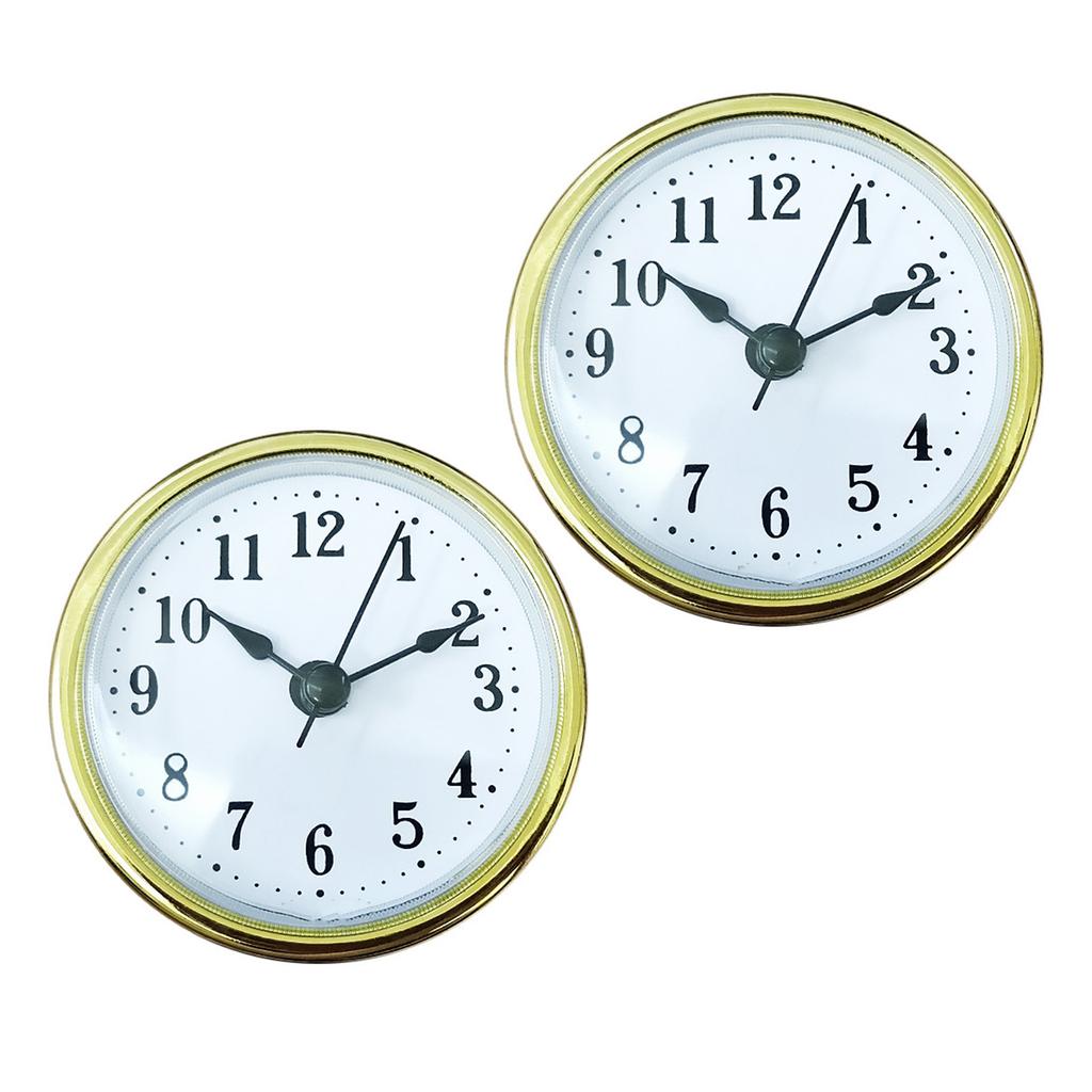 2Pcs Elegant 65MM Quartzs Clock Insert for DIY Repair with Roman/Arabic Numerals and Gold Silver Trim for Clock Creation
