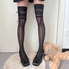 1Pair Thigh High Stockings Ballet Laced Up Fishnet Stockings Over Knee Highs Socks Thickened Tiptoe Antis-skidding Socks