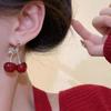 Delicate Alloy Cherry Earrings Youthful Cherry Drop Earrings Sturdy Alloy Ear Hook Adornment in Multiple Colors
