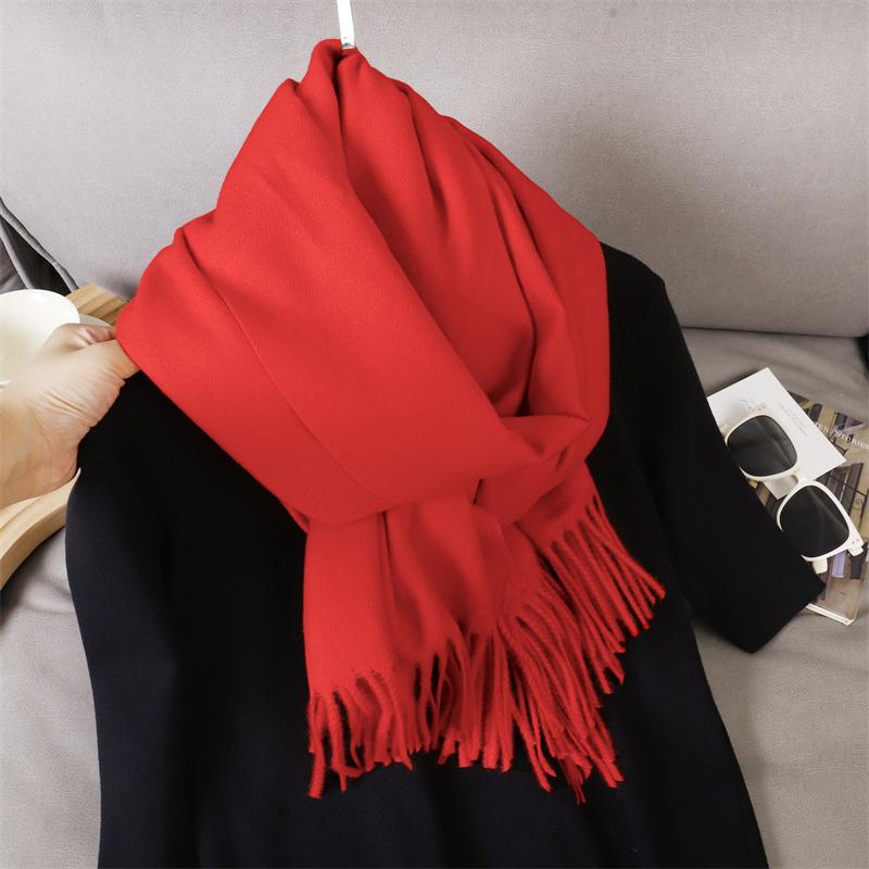 New 29 Color Winter Scarf For Women Long Warm Cashmere Scarves Solid Lady Shawl Wrap Hijab Female Pashmina Bandana Head Scarfs