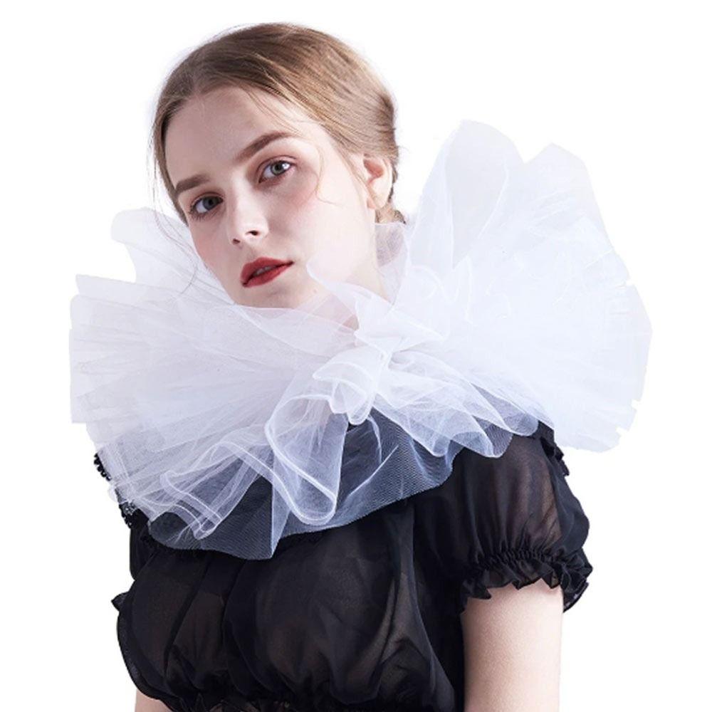 Fashion Victorian Fake Collar Detachable Ruffled Lace Jabot Collar Vintage Classic Neck Collar Stage