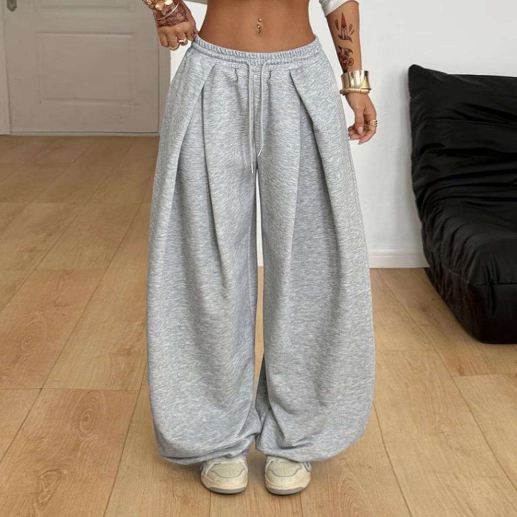 Pantalon Casual Uni pour Femme, Coupe Ample, Jambe Droite, avec Poches
