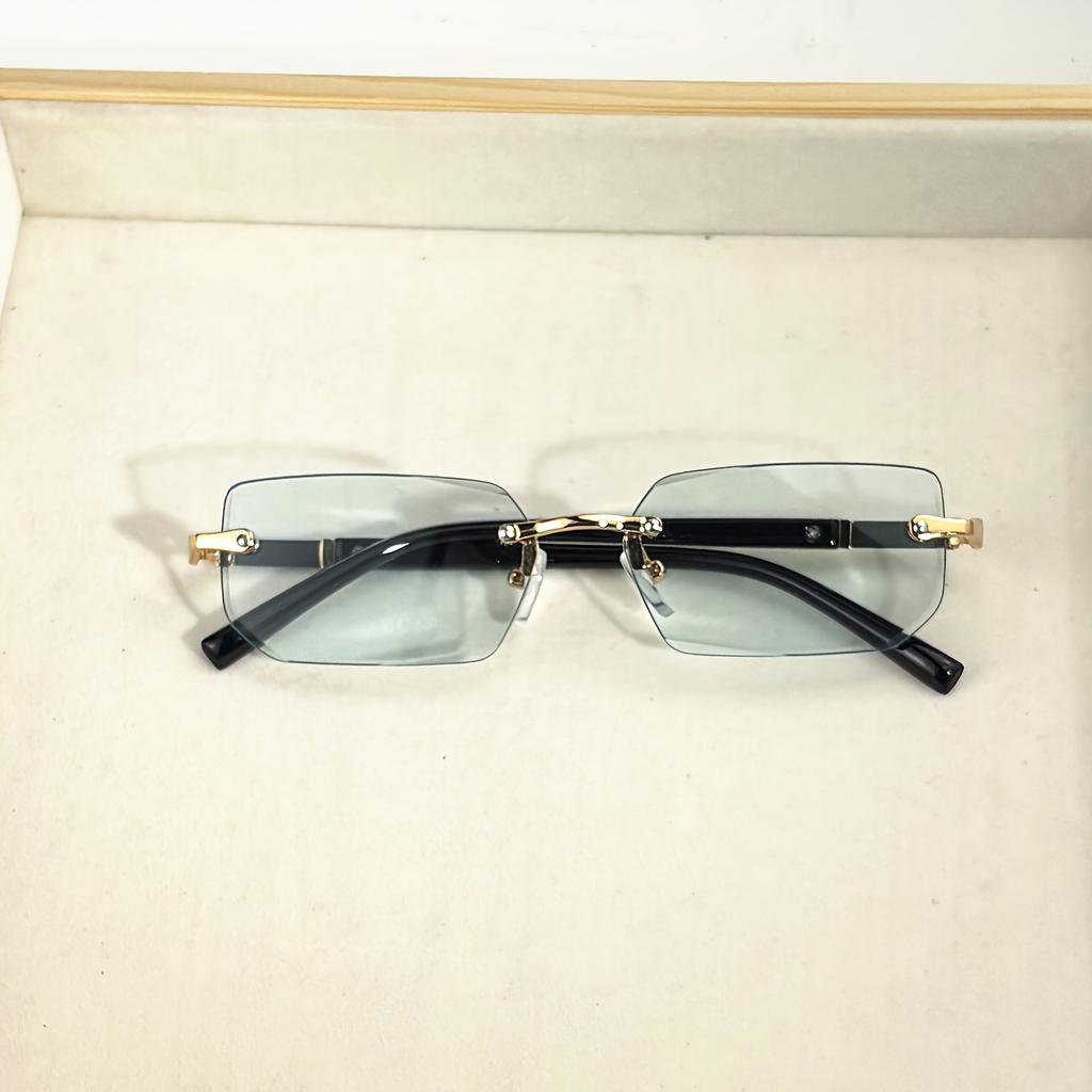 Chic Square Rimless Fashion Glasses for Women, Metal Hinge, Perfect for & Party