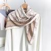 1116 New Camellia Print Silk Scarf, Summer Thin High-End Korean Fashion Chest Wrap Square Scarf and Headscarf Decoration