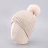 Specially for European and American winter knitted hats, fleece thickened thermal pullover hats, fashionable pearl belt diamond hats